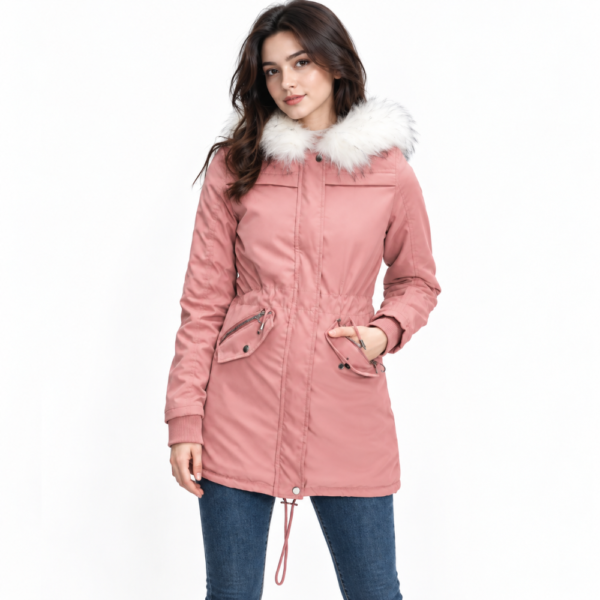 Cotton Coats Women Long Hooded Fur Collar Jacket